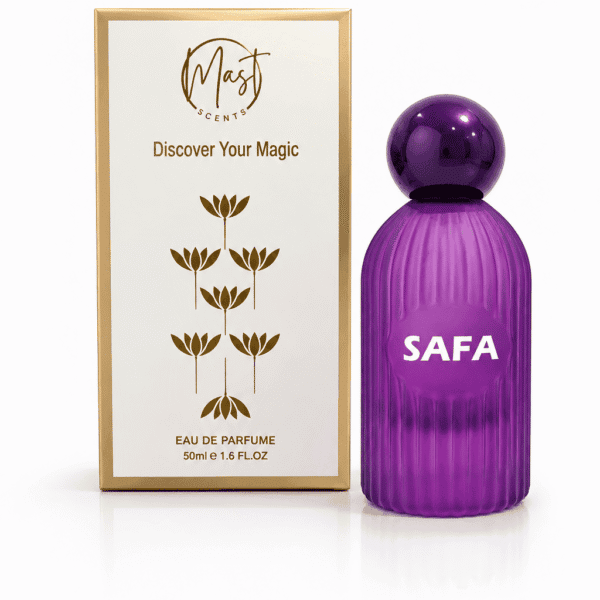 Mast Scents SAFA For Women purple perfume bottle with luxury gold packaging