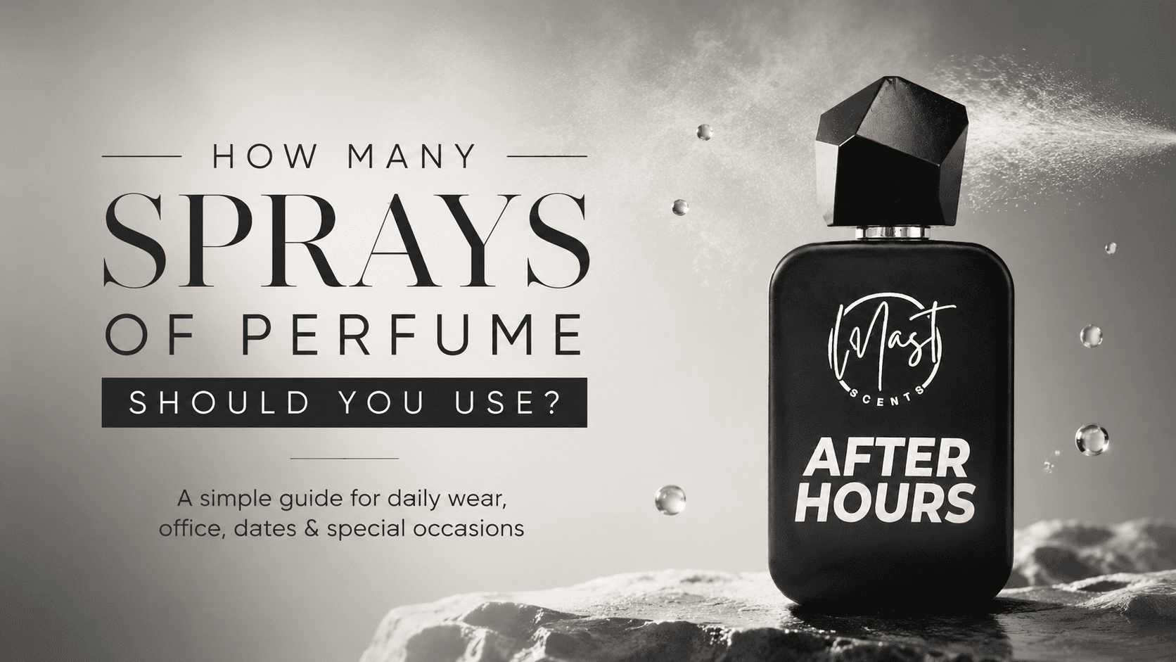 Mast Scents After Hours perfume bottle with spray mist for blog about how many sprays of perfume should you use