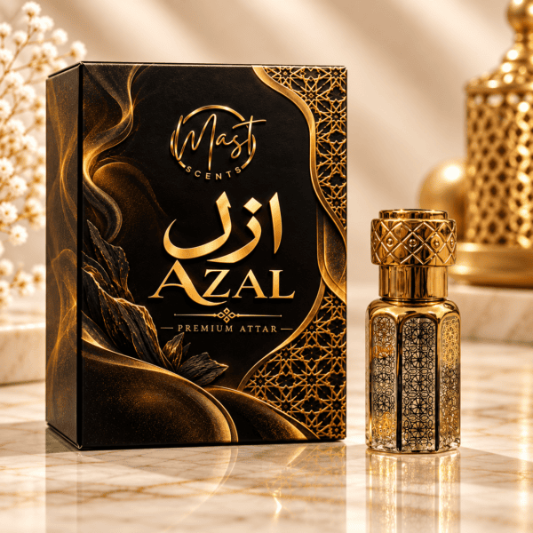 Azal Attar bottle with black luxury packaging by Mast Scents