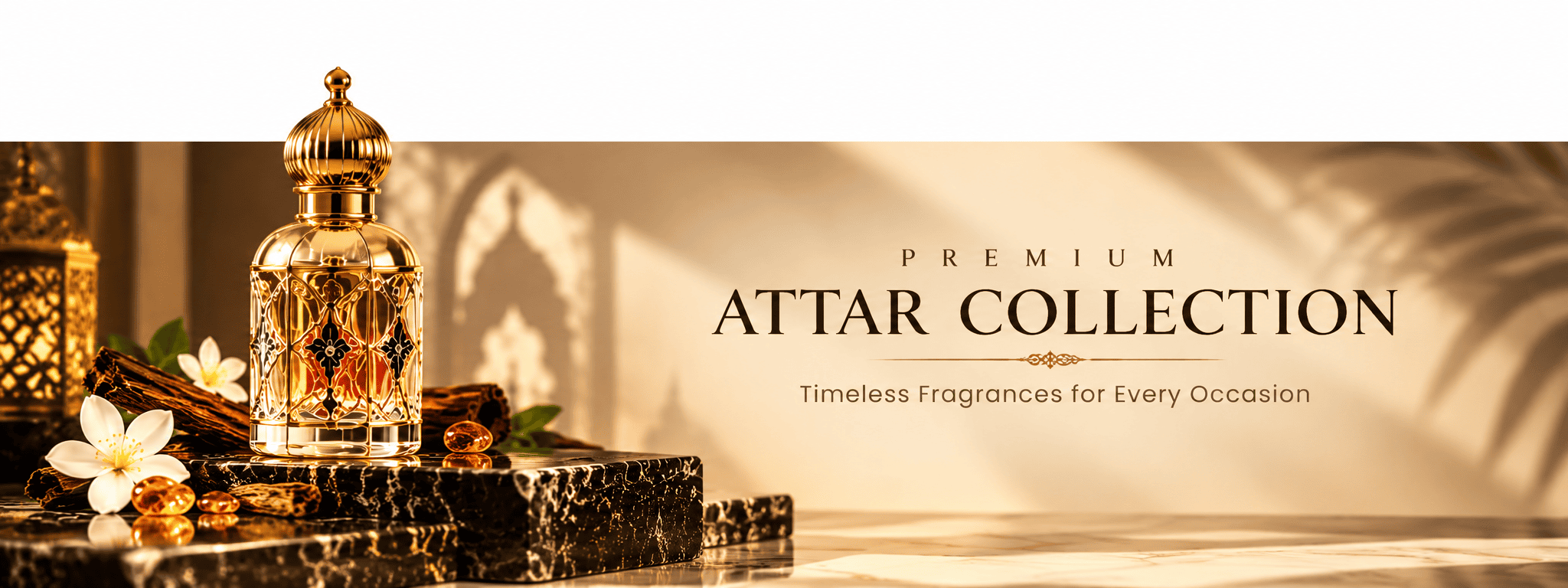 Premium Attar Collection by Mast Scents featuring a golden attar bottle with luxury packaging